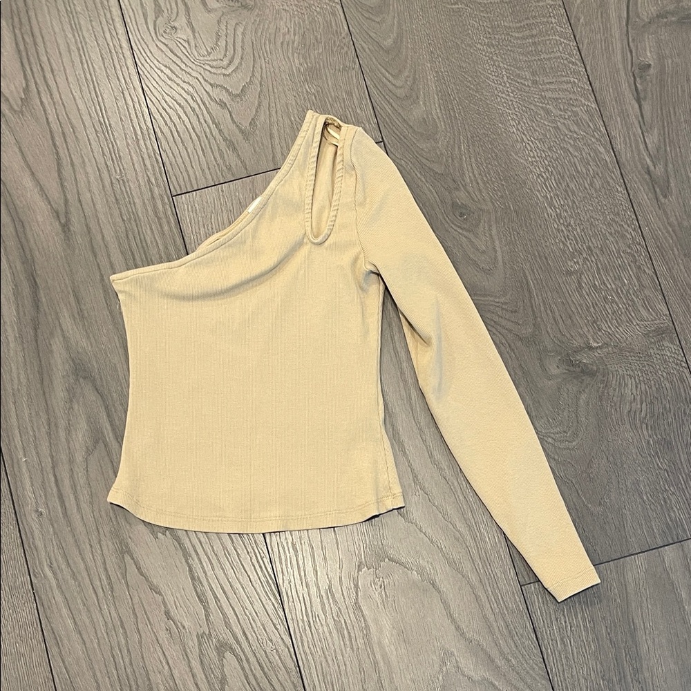 French Connection Beige Ribbed Top